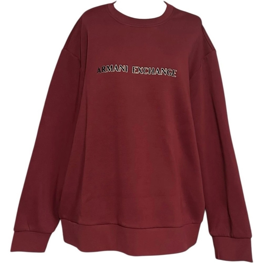 Armani Exchange Crewneck Sweatshirt Metal Profile Logo NWT Cabernet Size XXL